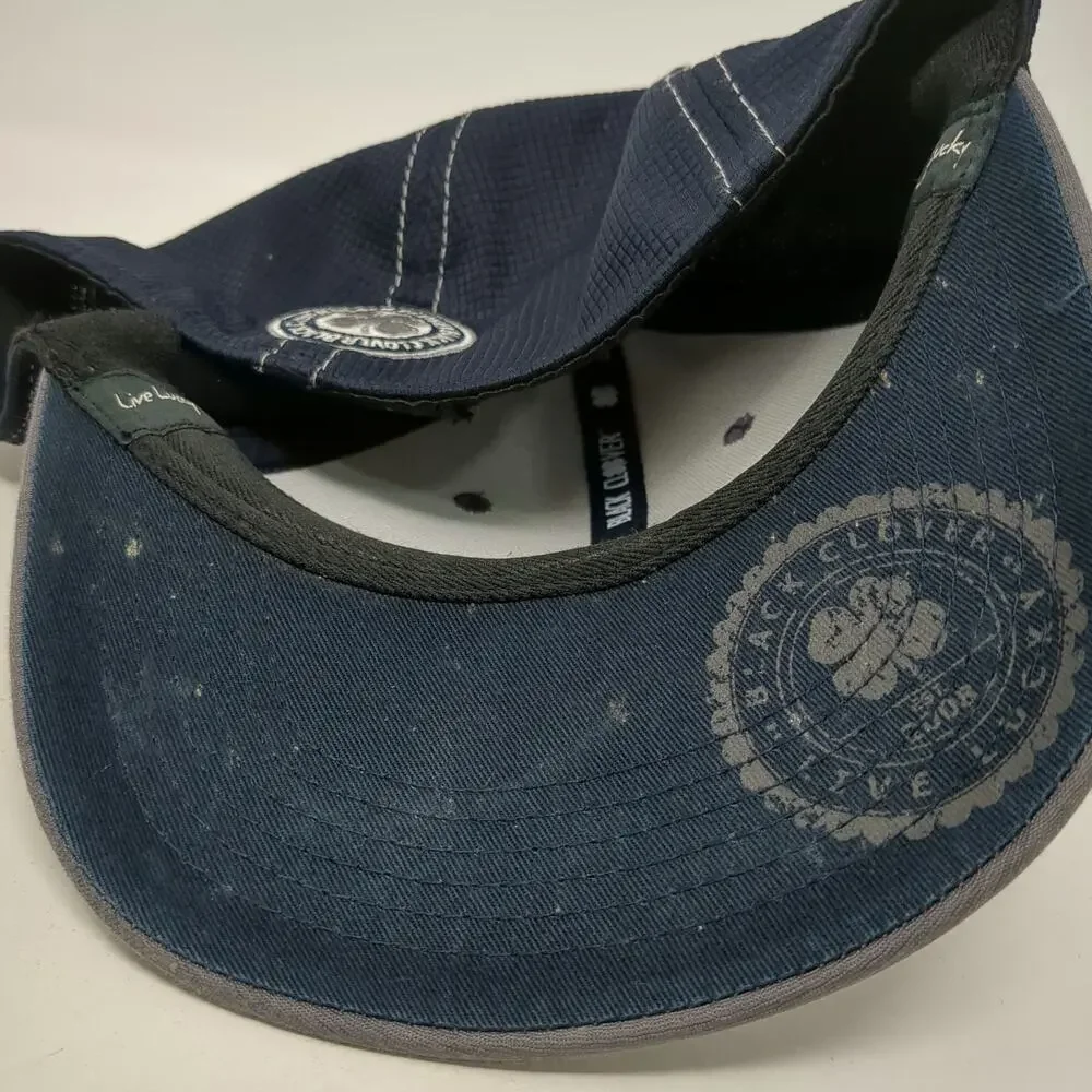 Black Clover Baseball Cap Blue M Live Lucky Clover Logo Fitted Stretch Hat